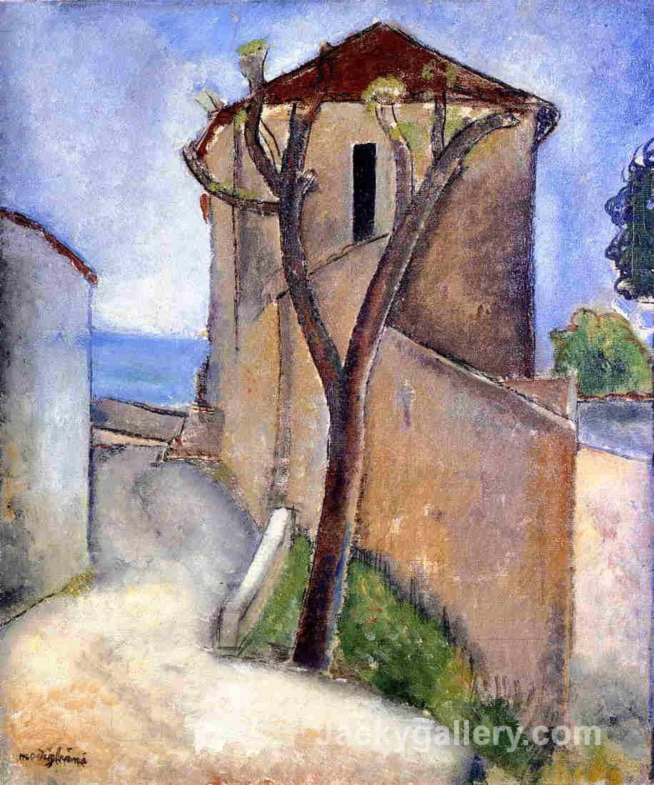 Tree and Houses by Amedeo Modigliani paintings reproduction